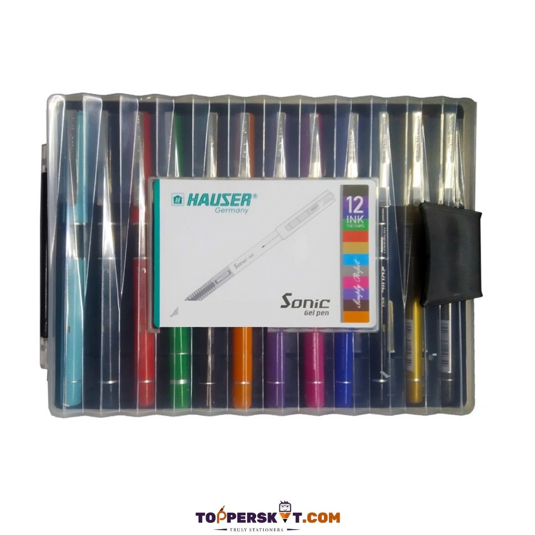 Hauser Sonic Gel Pens - Multicolour : Waterproof Ink, Japanese Precision, and Elegant Design ( Pack of 12 ) - Topperskit LLP
