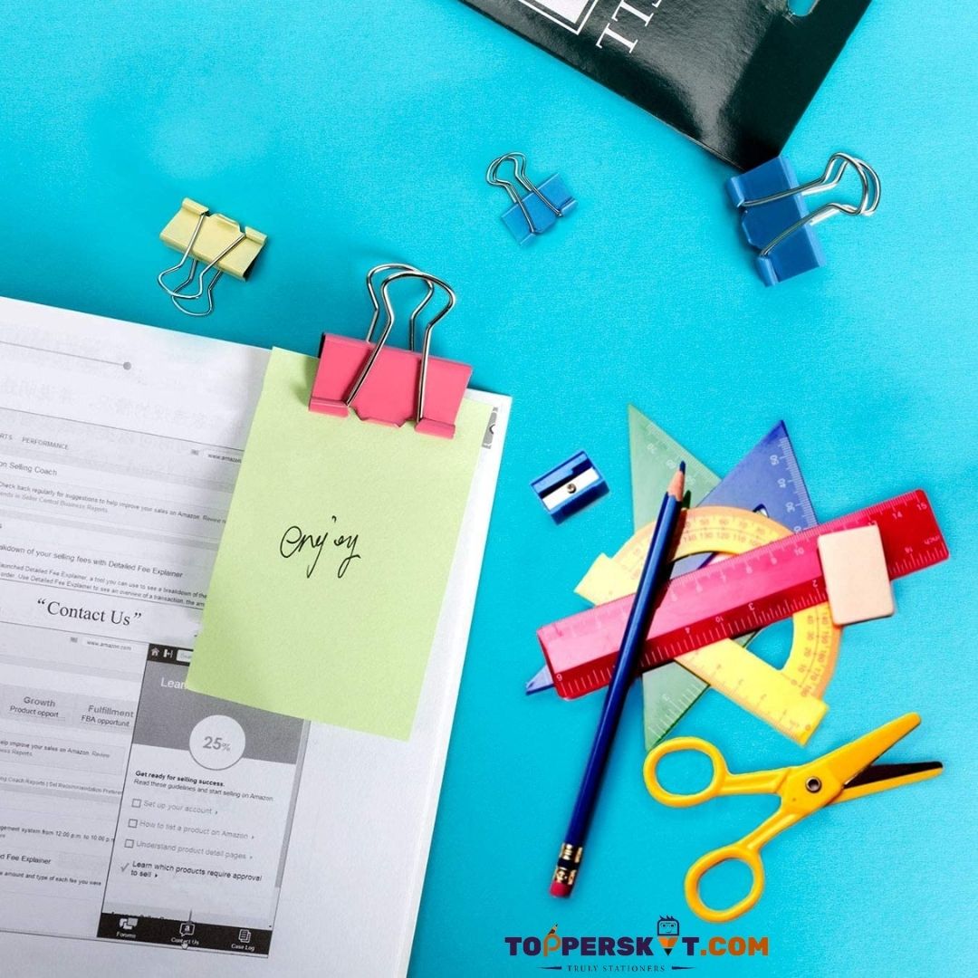 WorldOne Coloured Binder Clip -19mm : Vibrant and Reliable Document Organization ( Pack of 10 ) - Topperskit LLP