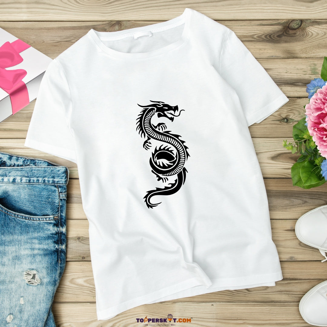 White Printed T-Shirt – Stylish & Comfortable (Pack f 1)