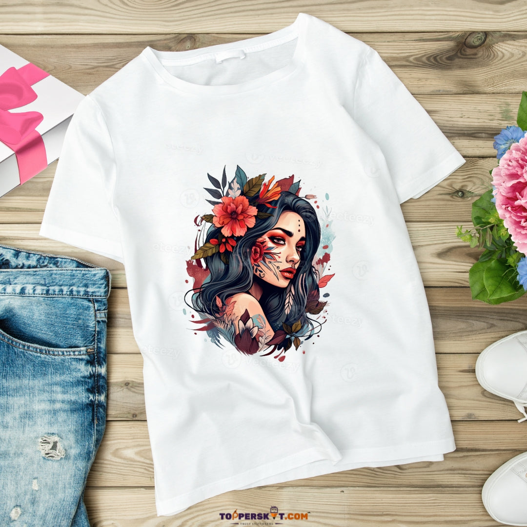 White Printed T-Shirt – Stylish & Comfortable (Pack f 1)