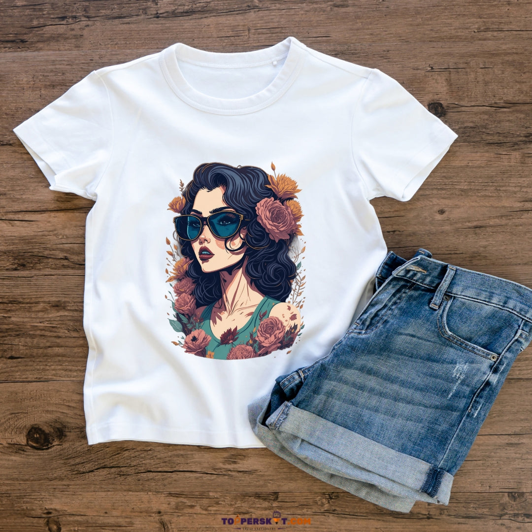 White Printed T-Shirt – Stylish & Comfortable (Pack f 1)