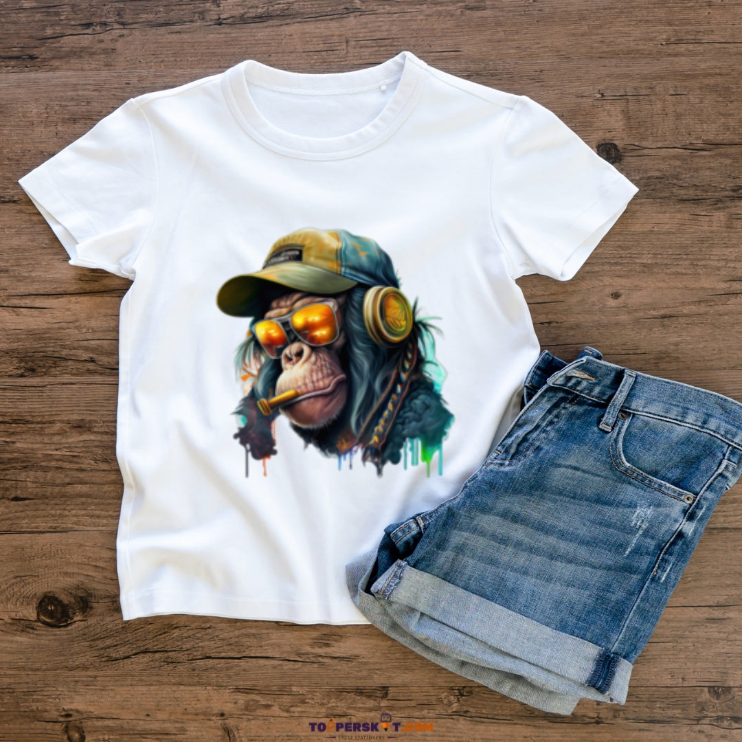 White Printed T-Shirt – Stylish & Comfortable (Pack f 1)
