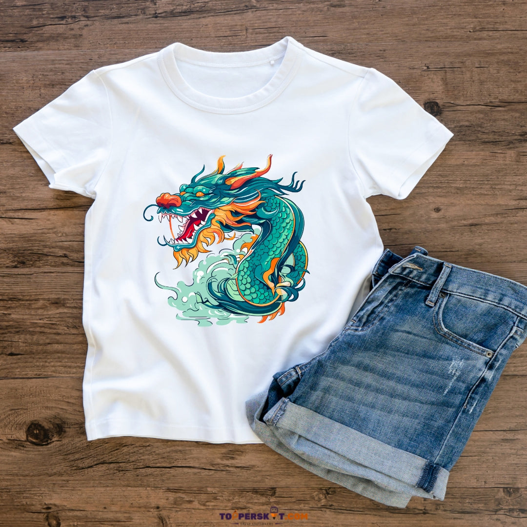 White Printed T-Shirt – Stylish & Comfortable (Pack f 1)