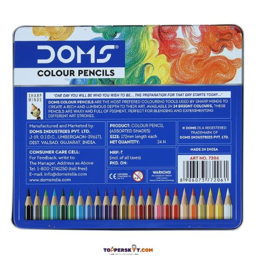 Doms Super Soft Premium Quality Colour Pencils With Metal Box (Set of 24)