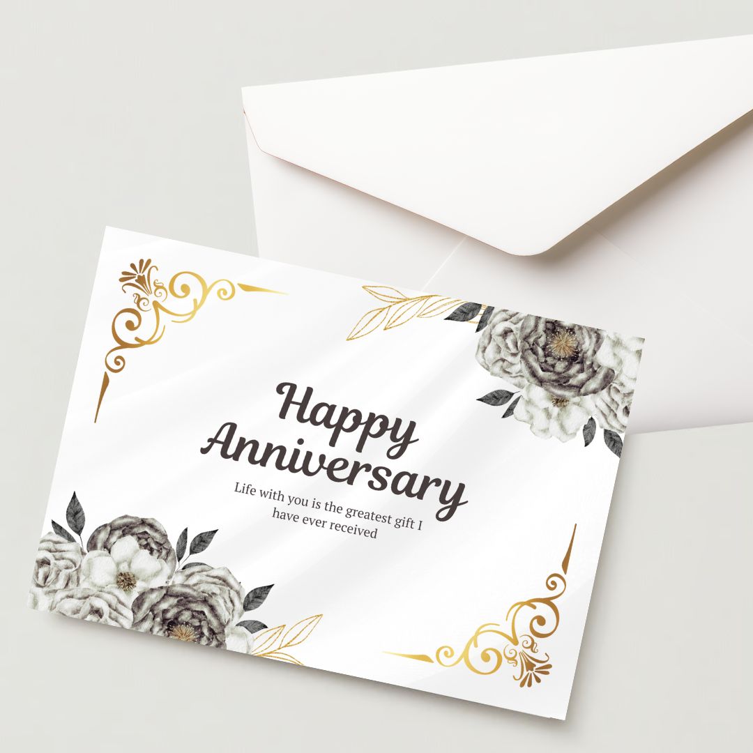 Premium Anniversary Greeting Card with Envelope 300 GSM Cold-Pressed Paper (Pack of 1)