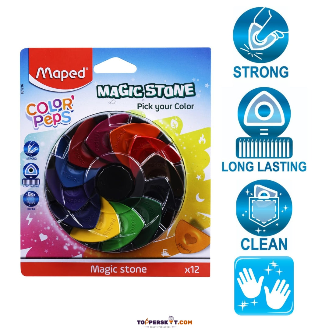 Maped Magic Stone Color Peps Crayons – Vibrant & Fun Crayons for Kids (Pack of 12)