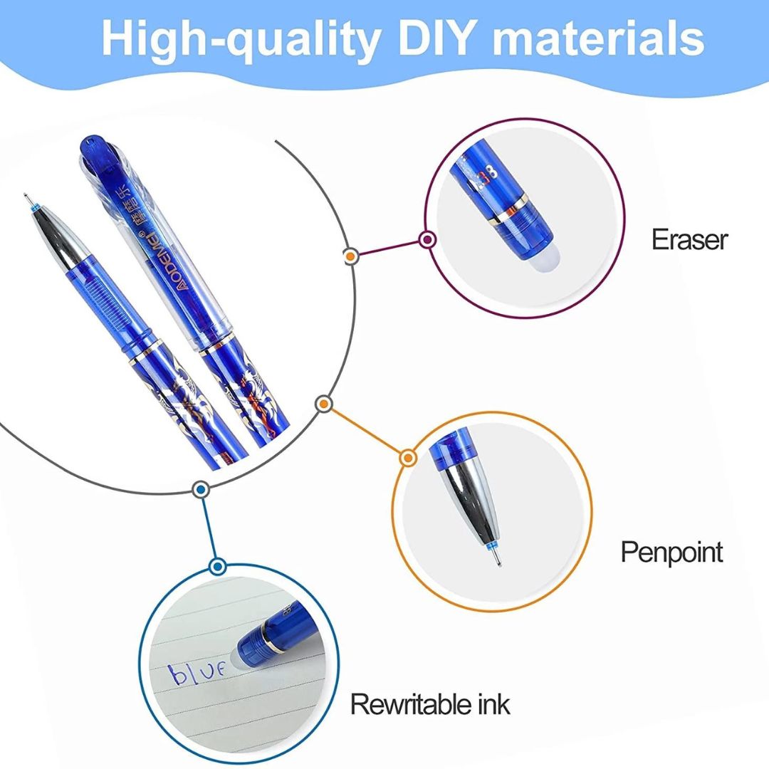 MagicWipe Erasable Gel Pen: Effortless Precision in Blue Ink ( Pack of 1 ) - Topperskit LLP