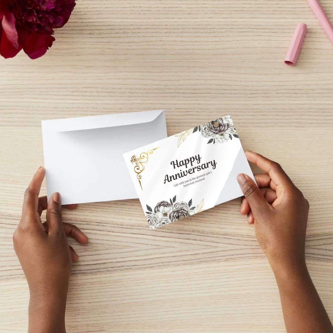 Premium Anniversary Greeting Card with Envelope 300 GSM Cold-Pressed Paper (Pack of 1)