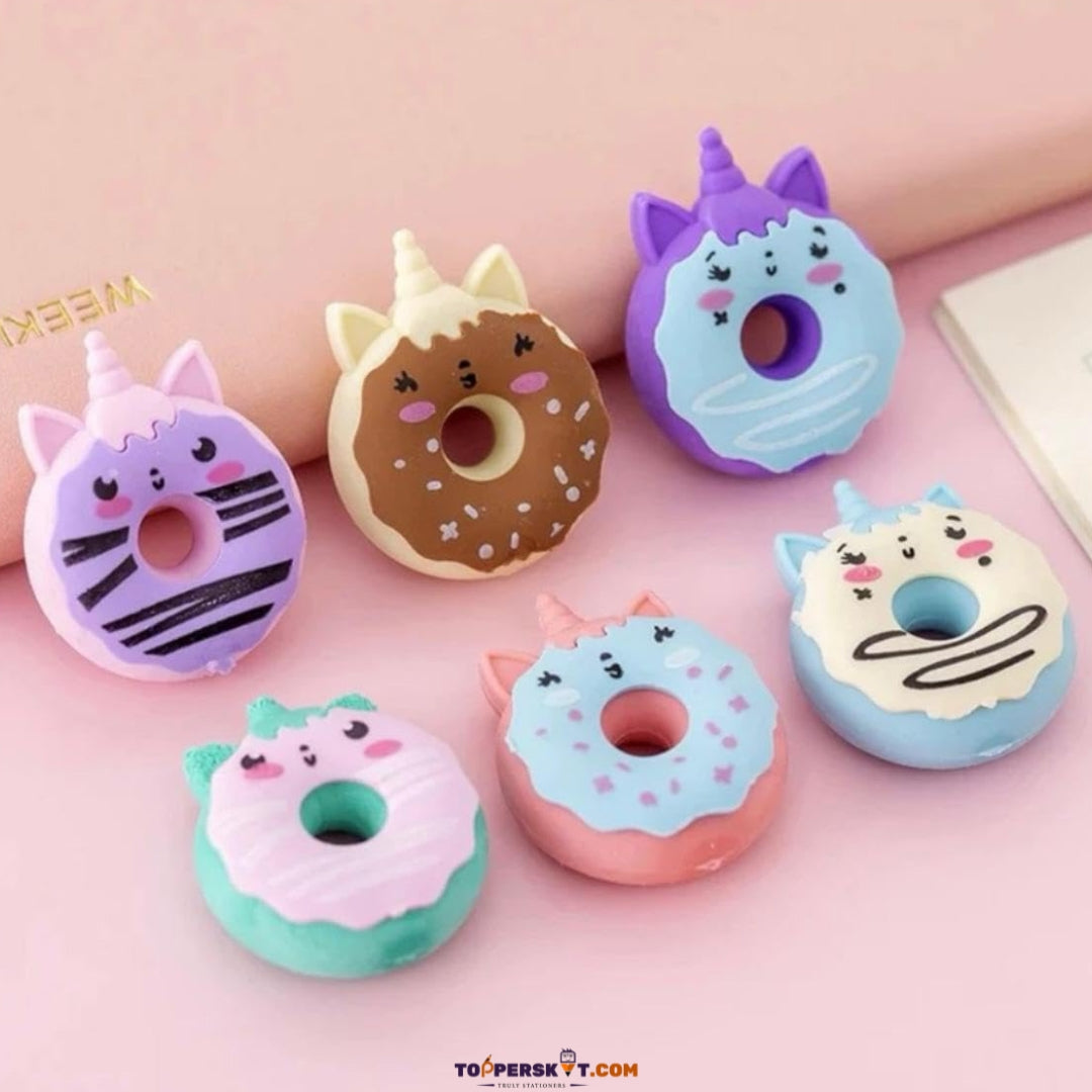 Cute 3D Donut Design Mini Eraser for Kids – Fun & Creative Stationery Item (Pack of 1)