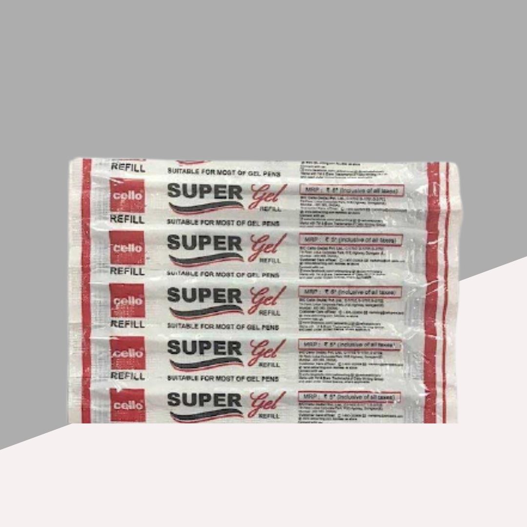 Cello Super Gel Refill – Black : Elevate Your Writing ( Set of 5 ) - Topperskit LLP