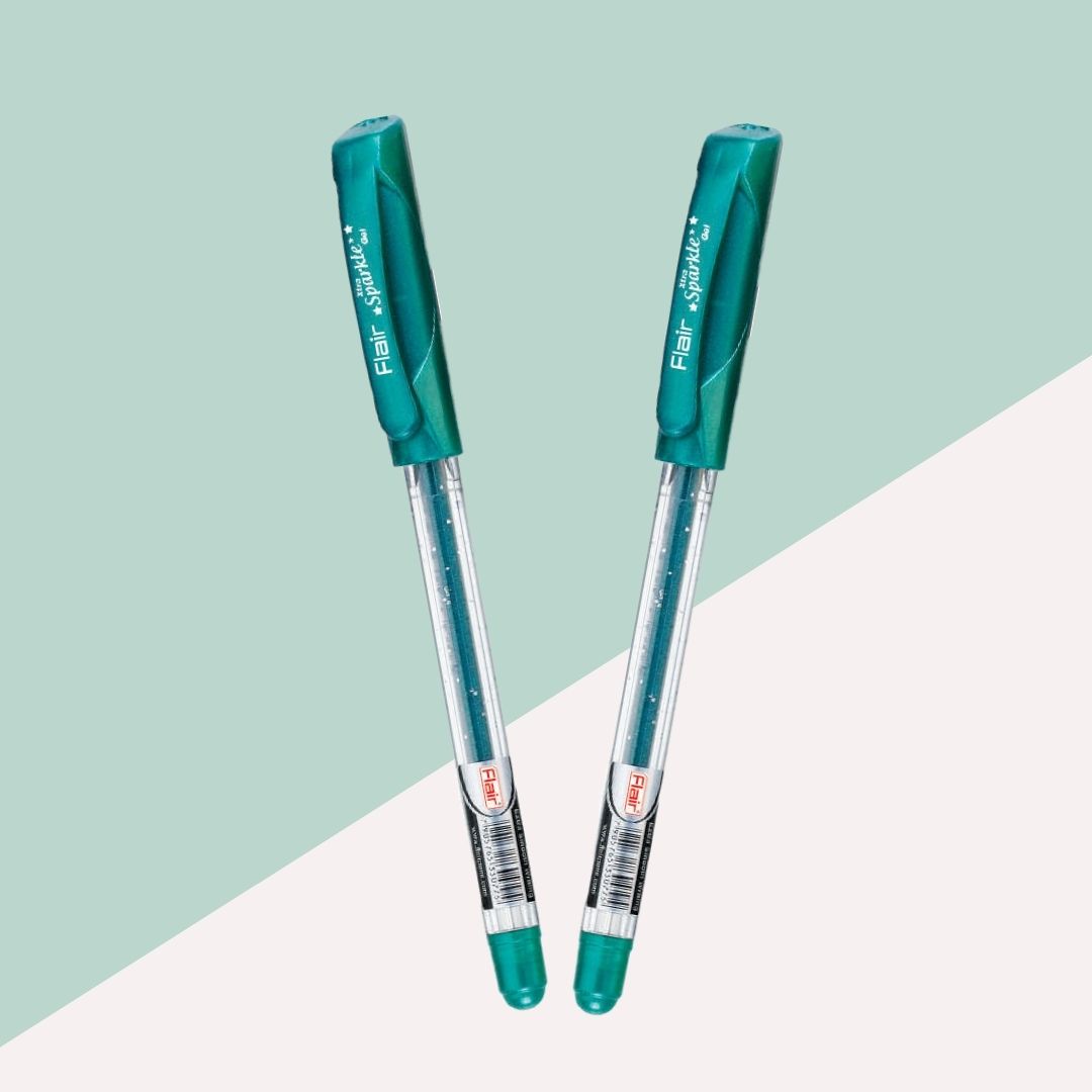 (2 Flair Glitter Xtra Sparkle Gel Pen Green - Main Image