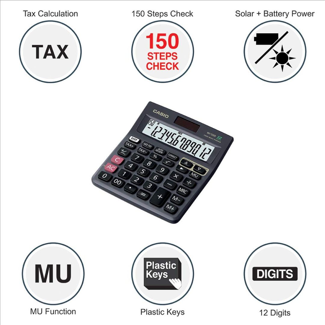 Casio MJ-120D Desktop Calculator - Streamlined Precision for Business Professionals ( Pack of 1 ) - Topperskit LLP