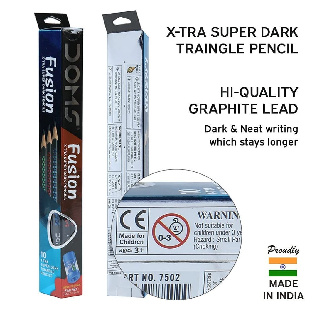 Doms Fusion Extra Dark Pencil for Superior Writing and Drawing ( Pack Of 10 ) - Topperskit LLP