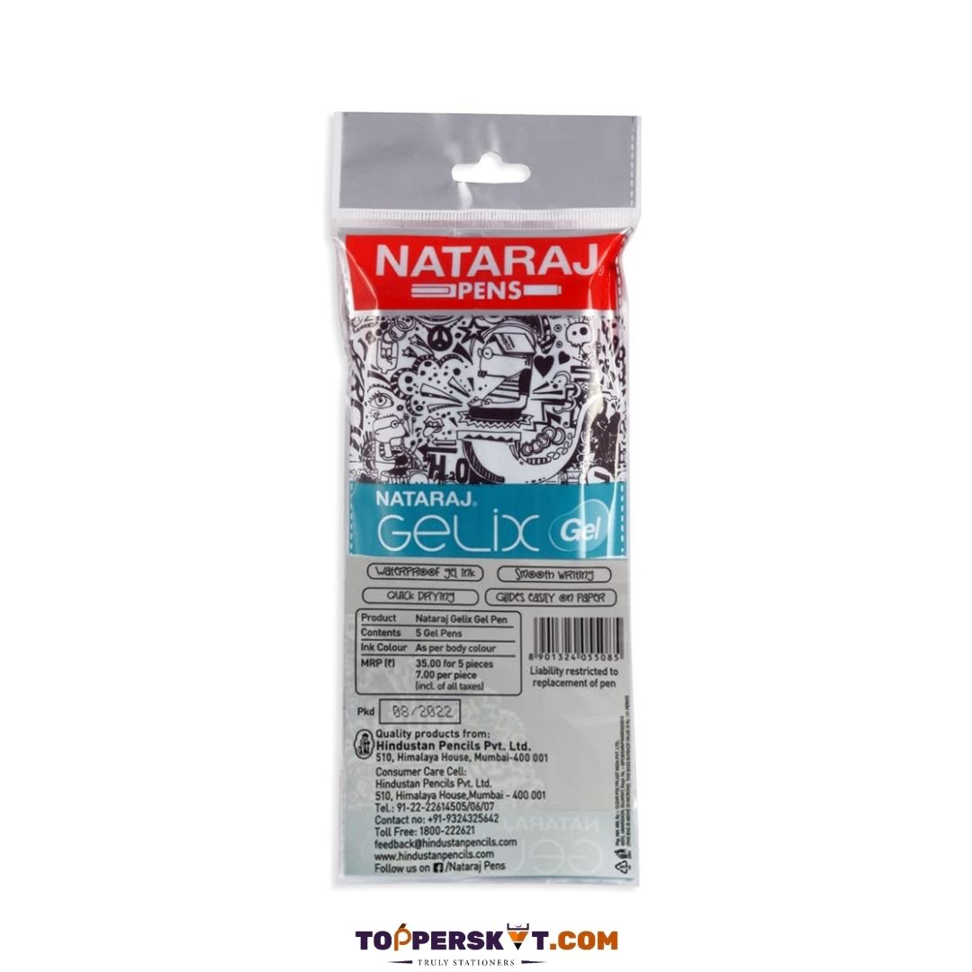 Nataraj Gelix Gel Pens – Blue: Effortless Precision for Your Writing Journey ( Pack of 5 ) - Topperskit LLP