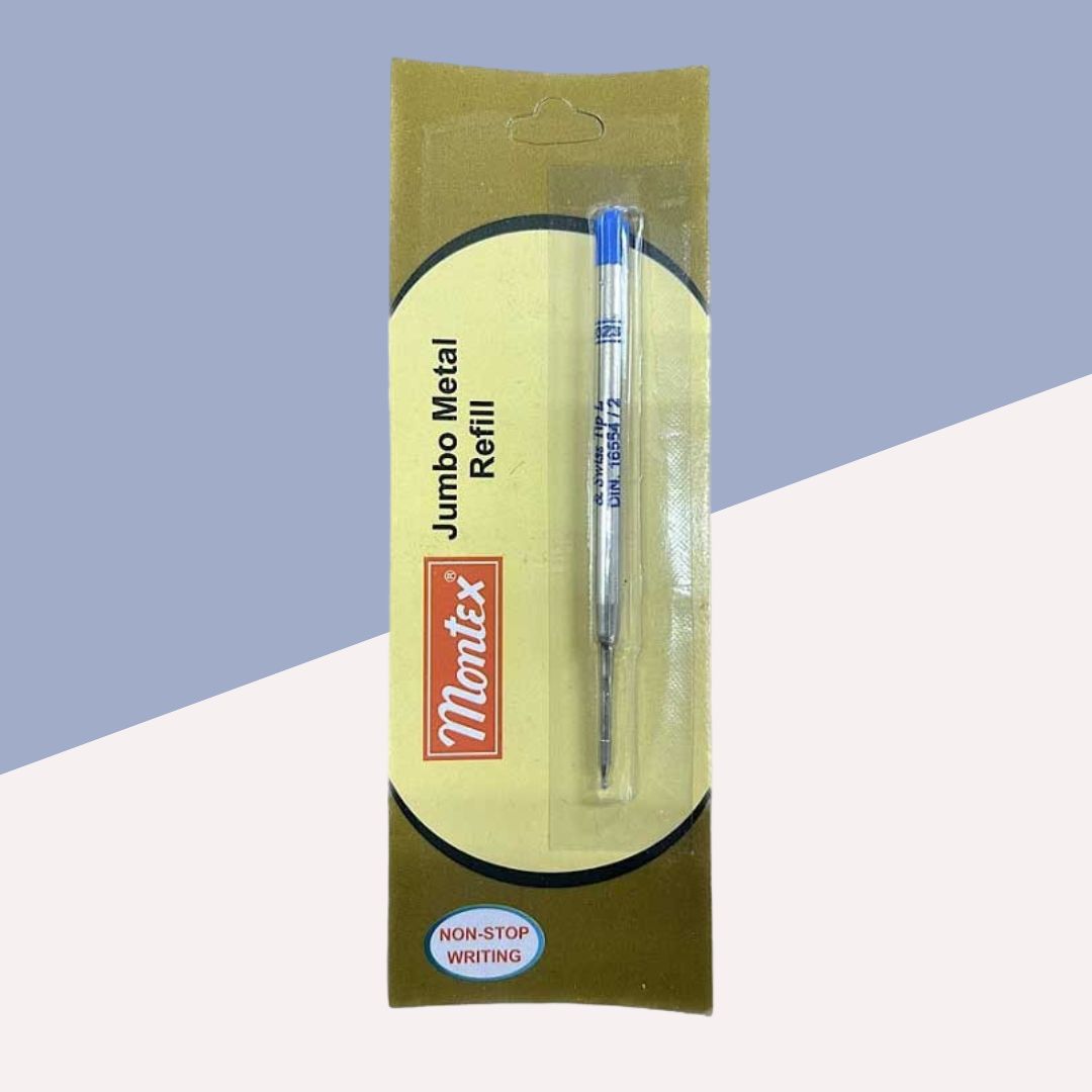 Montex Jumbo Metal Refill – Blue : Elevate Your Writing with Durability and Timeless Elegance ( Pack of 1 ) - Topperskit LLP
