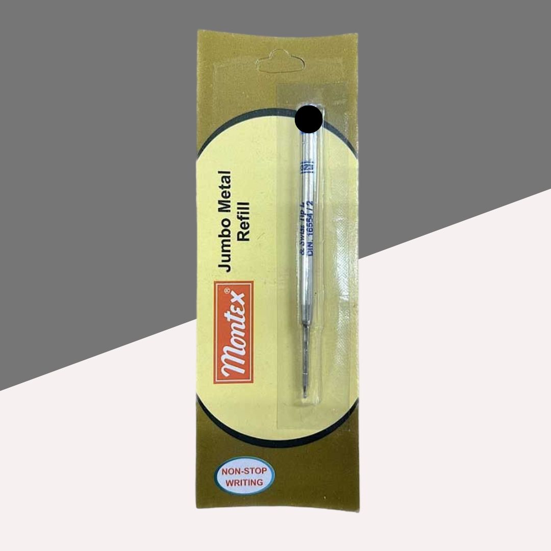 Montex Jumbo Metal Refill – Black: Elevate Your Writing with Durability and Timeless Elegance ( Pack of 1 ) - Topperskit LLP
