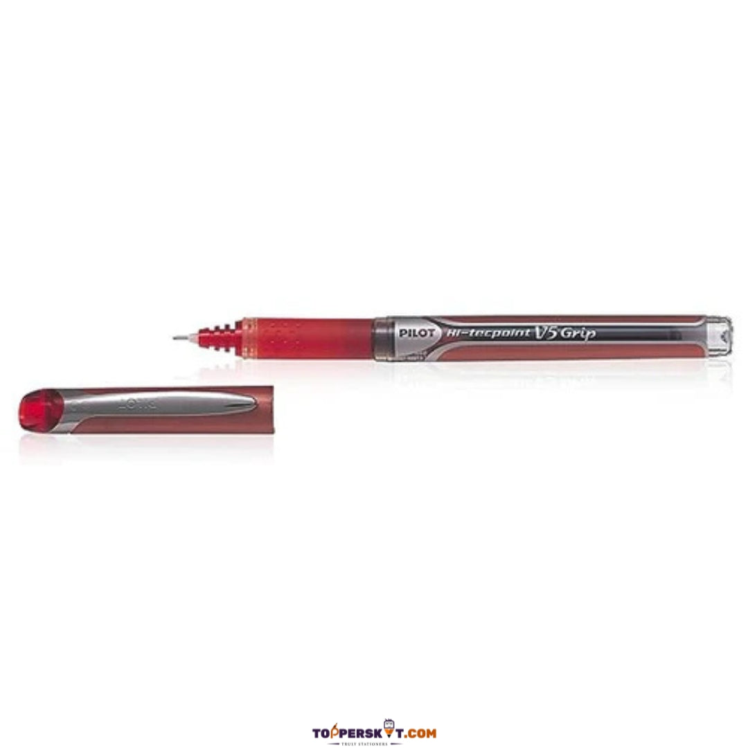 Pilot Hi-Tecpoint V5 Grip Roller Ball Pen - 0.5mm Extra Fine-Red (Pack of 1)