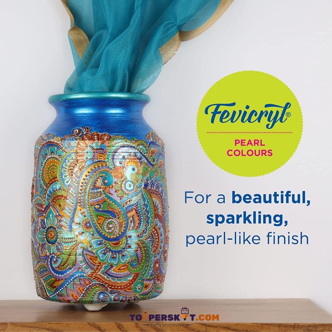 Fevicryl Rainbow Metallic Pearl Colors - Multicolour : Elevate Your Art with Sparkling Brilliance ( Pack of 6 ) - Topperskit LLP