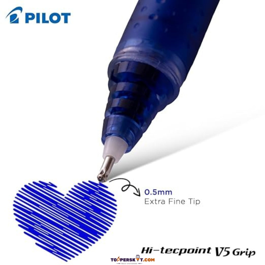 Pilot Hi-Tecpoint V5 Grip Roller Ball Pen - 0.5mm Extra Fine-Blue (Pack of 1)