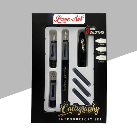 Artline Love Art Calligraphy Introductory Black Pen Set – 3 Nib Widths & 3 Ink Cartridges (Pack of 1)