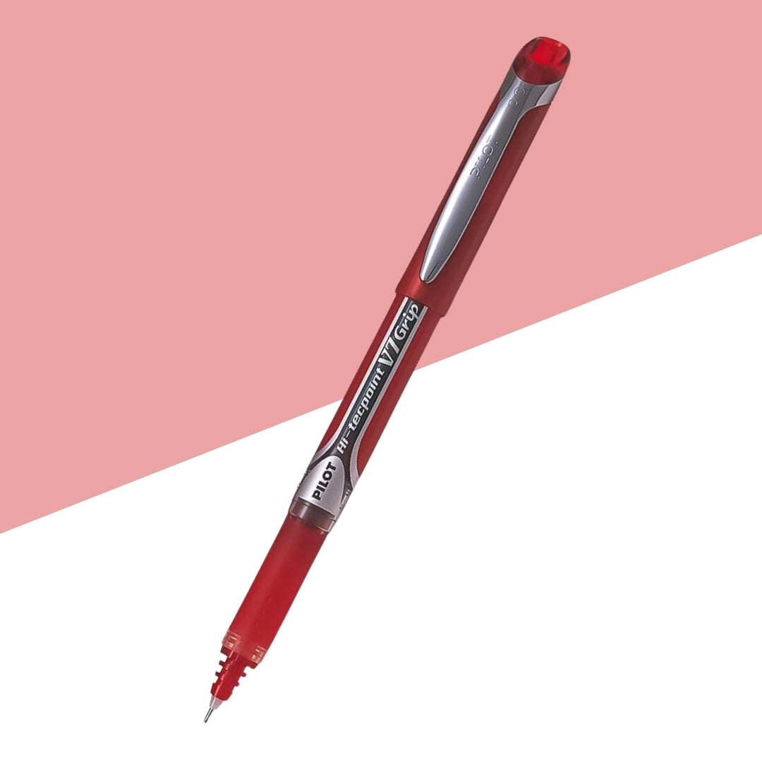 Pilot Hi-Tecpoint V7 Grip Pen Red – Precise Writing with Comfortable Grip (Pack of 1)