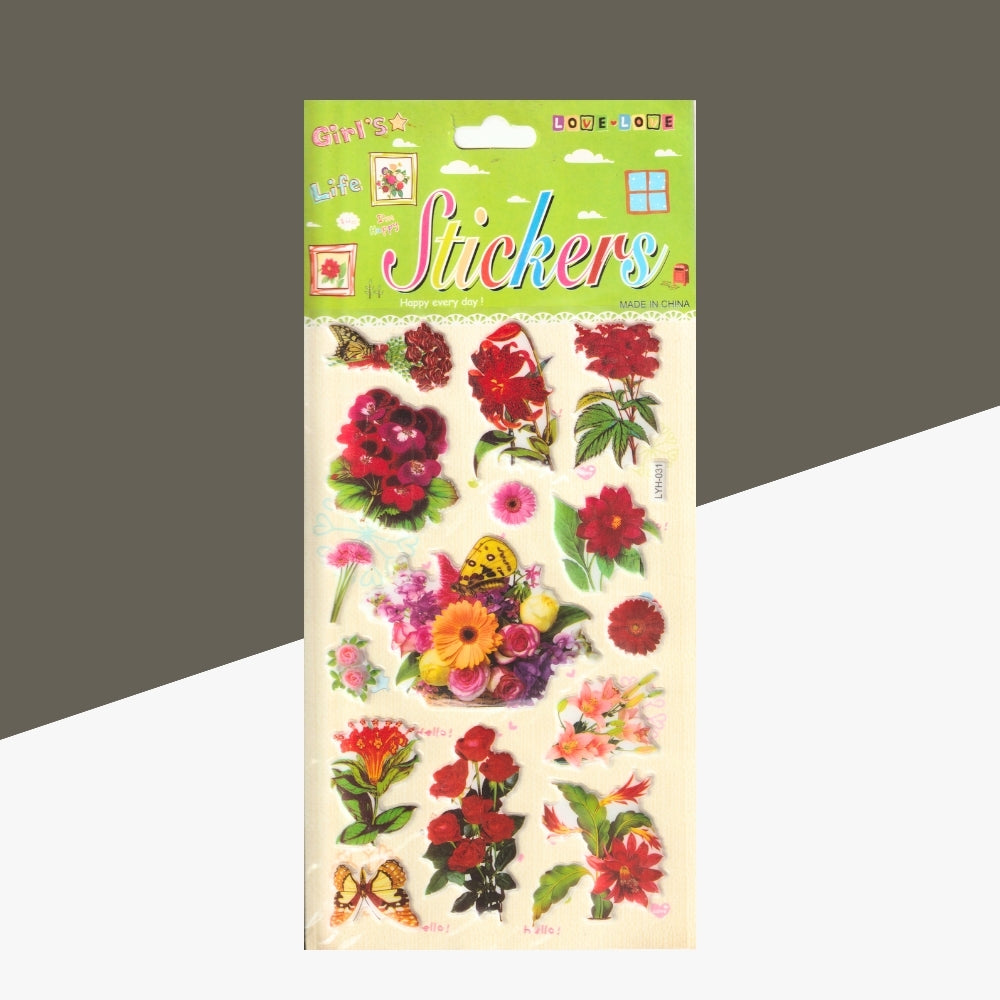 3D Flower Sticker for Kids - Fun & Colorful Designs (Pack of 1)