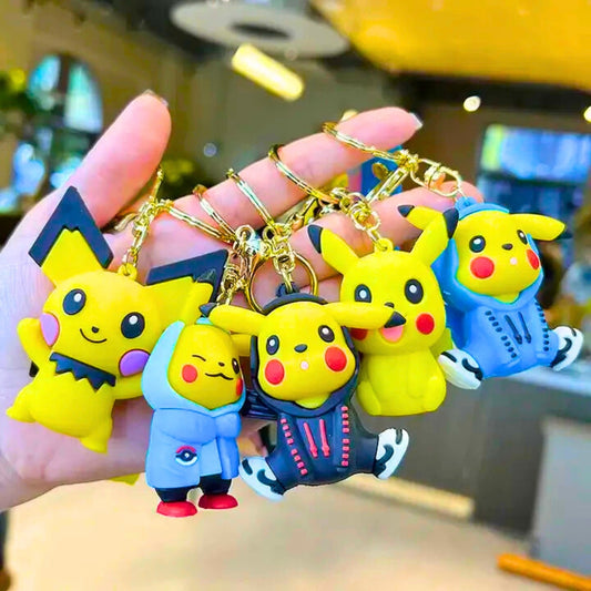 3D Rubber Silicone Pokémon Pikachu Keychain (Pack of 1)