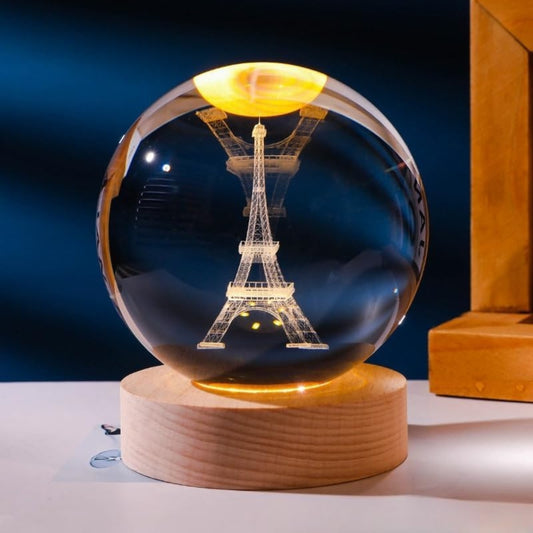 Eiffel Tower Design Crystal Ball Lamp – Decorative Night Light (Pack of 1)