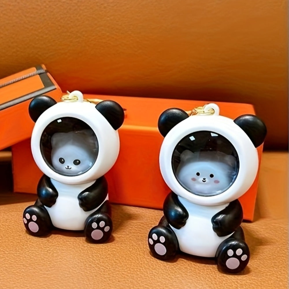 Bear in Panda Cosplay 3D Keychain with Light – Random Bear (Pack of 1)
