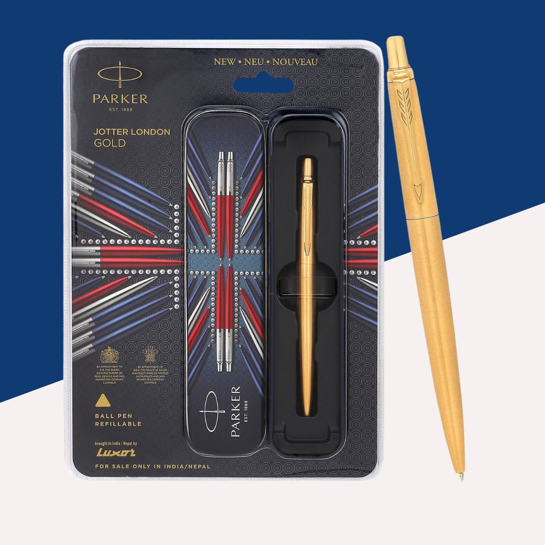 Parker Jotter London Gold Refillable Ball Pen Blue (Pack of