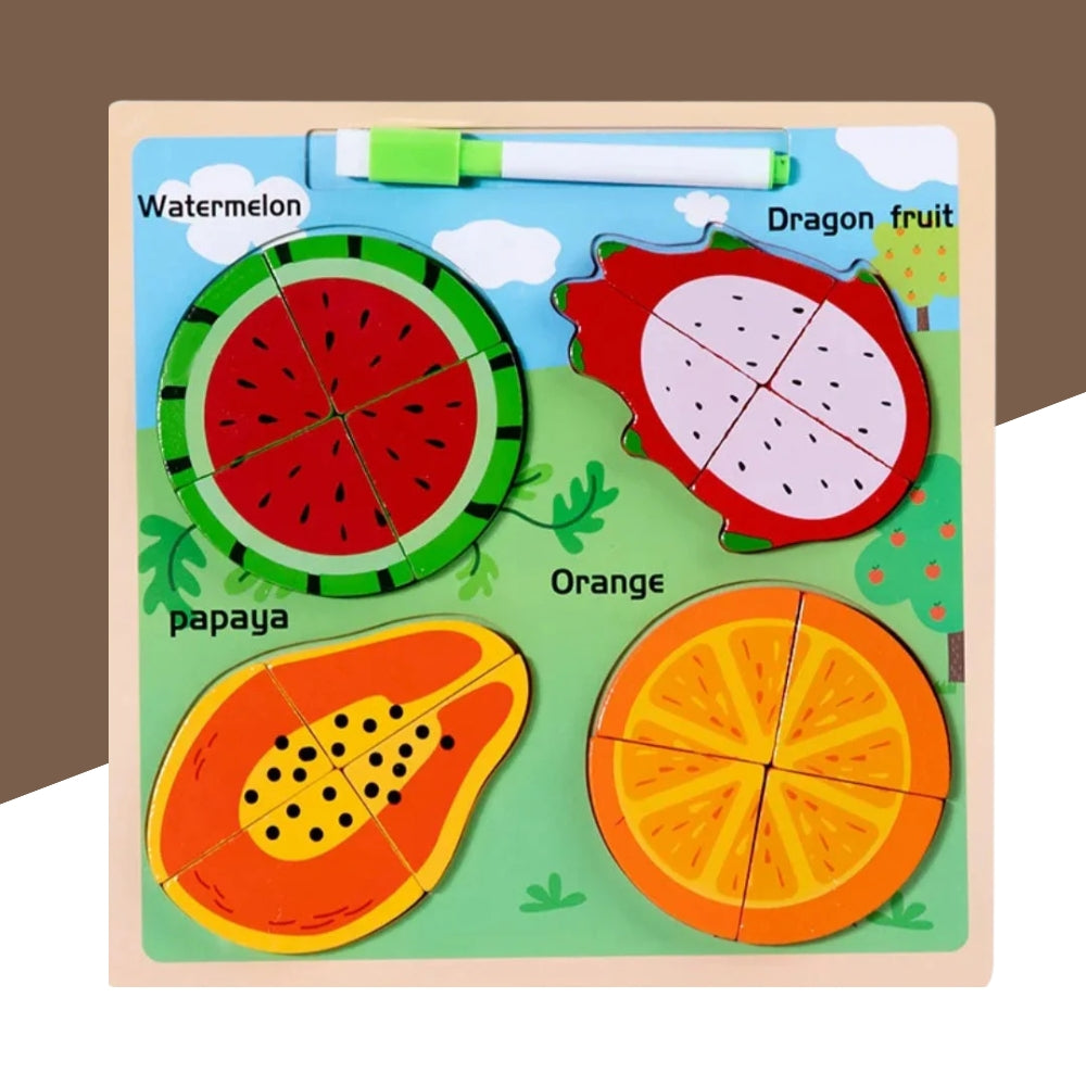 Wooden Fruit Cutting Set with Writing Board – Fun & Toy for Kids (Pack of 1)