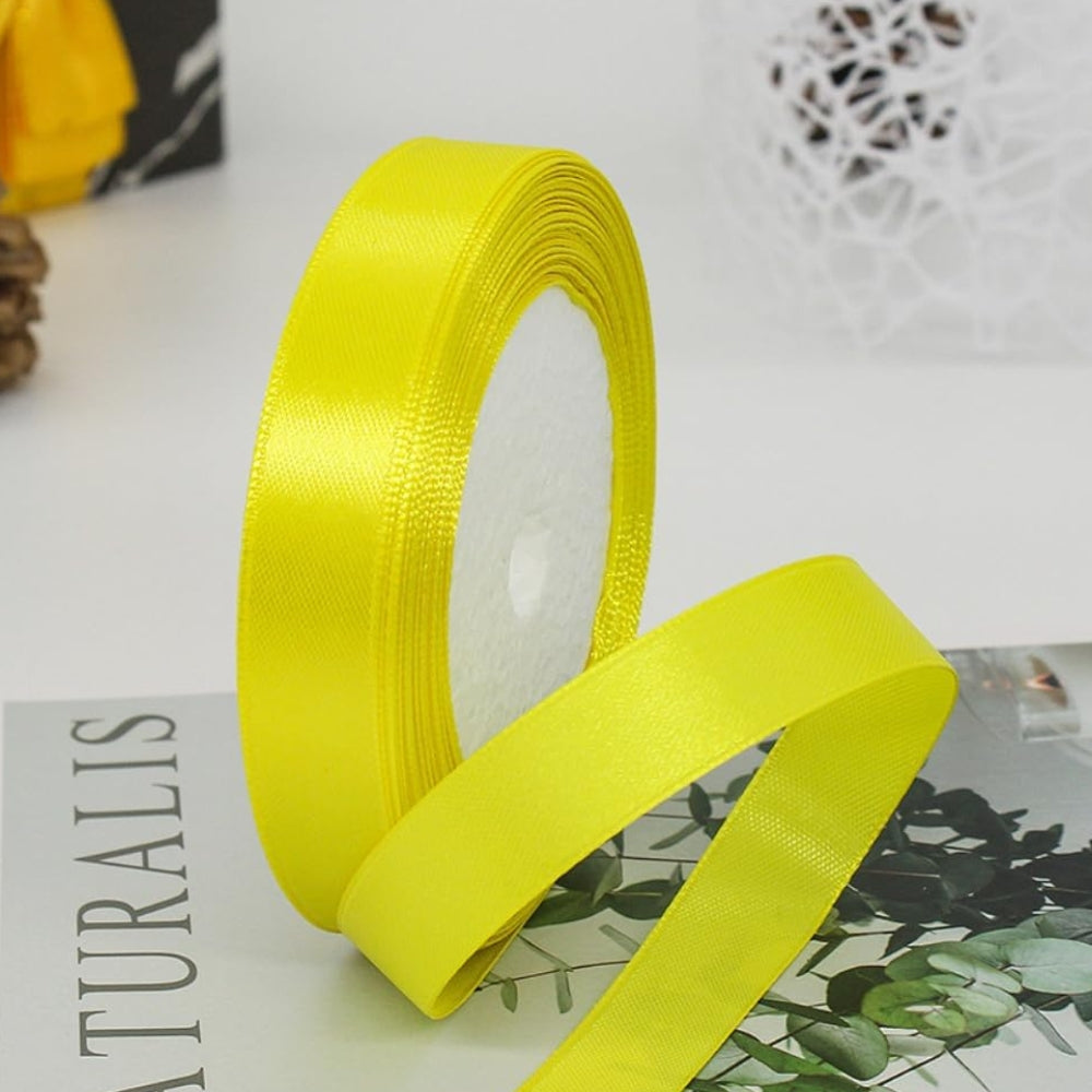 Cloth Ribbon - Yellow ( 0.5 inch ) : Perfect for Crafts and Decorations ( Pack of 1 )