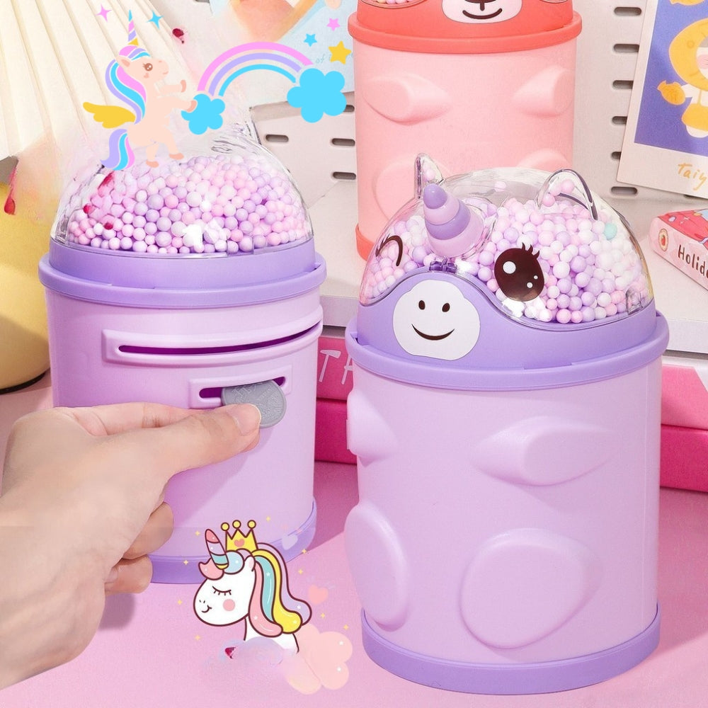 Unicorn Design Plastic Piggy Bank-Password Protected (Pack of 1)