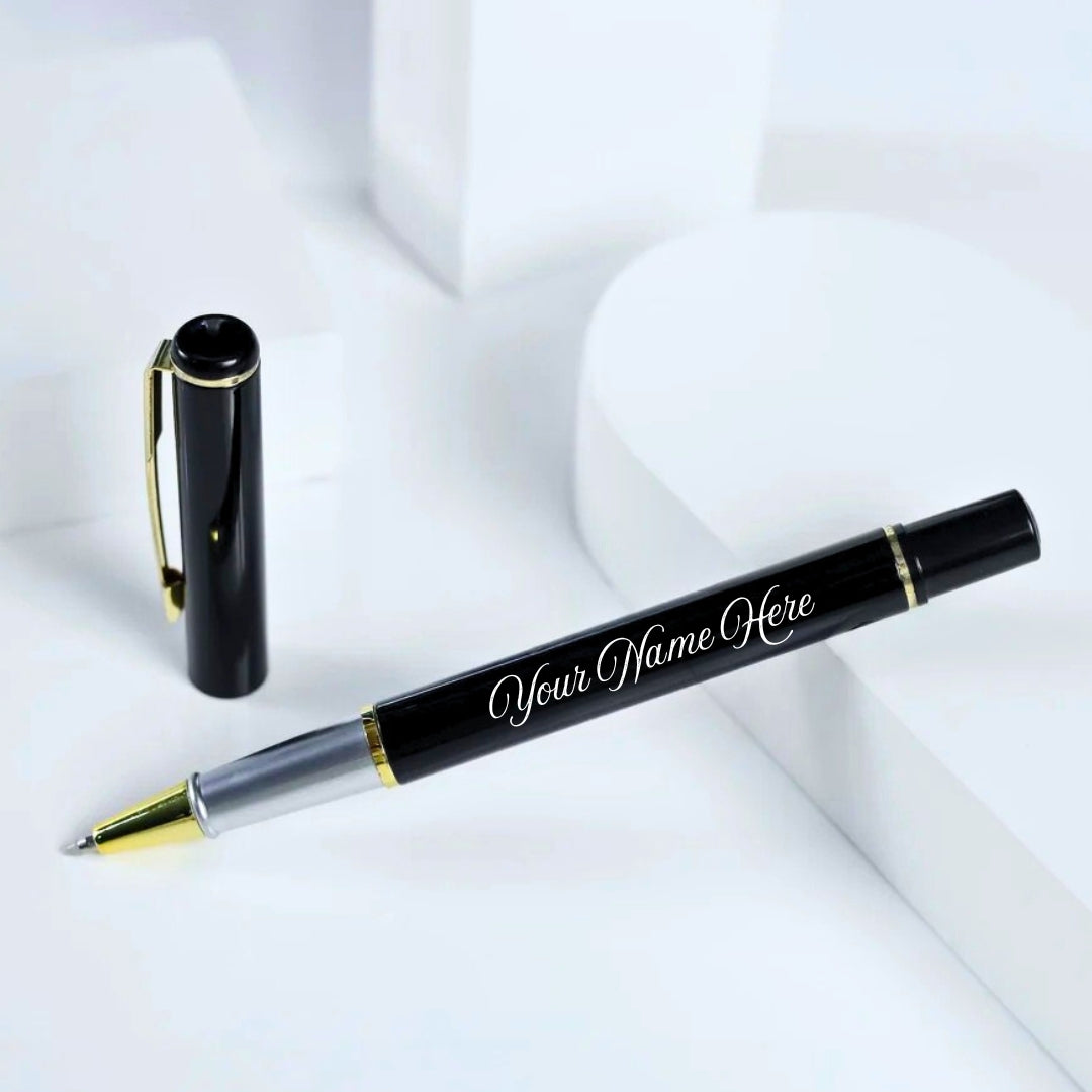 Personalized Luxury Blue Ball Pen with Name – Flower Embossed (Pack of 1)