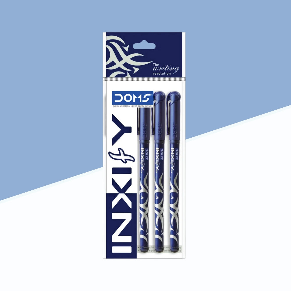 (5 Pcs.) Doms Inxify LV Ink Technology & Textured Grip Pen - Blue