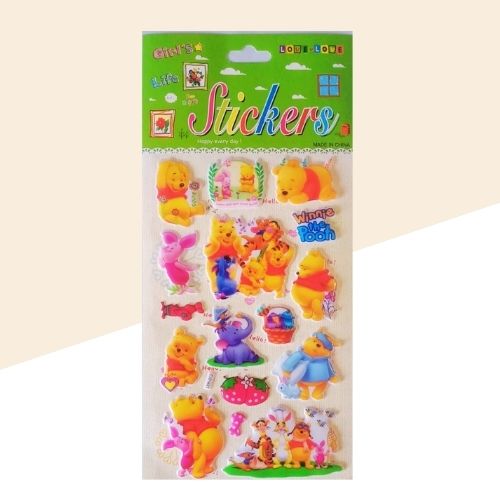 3D Cartoon Winnie The Pooh Sticker for Kids - Fun & Colorful Designs (Pack of 1)