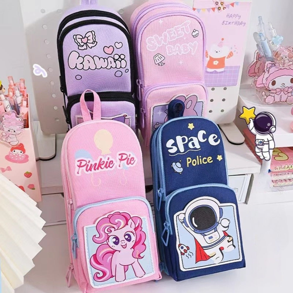 Cute School Bag Shape Pencil Pouch – Cloth Material (Pack of 1)