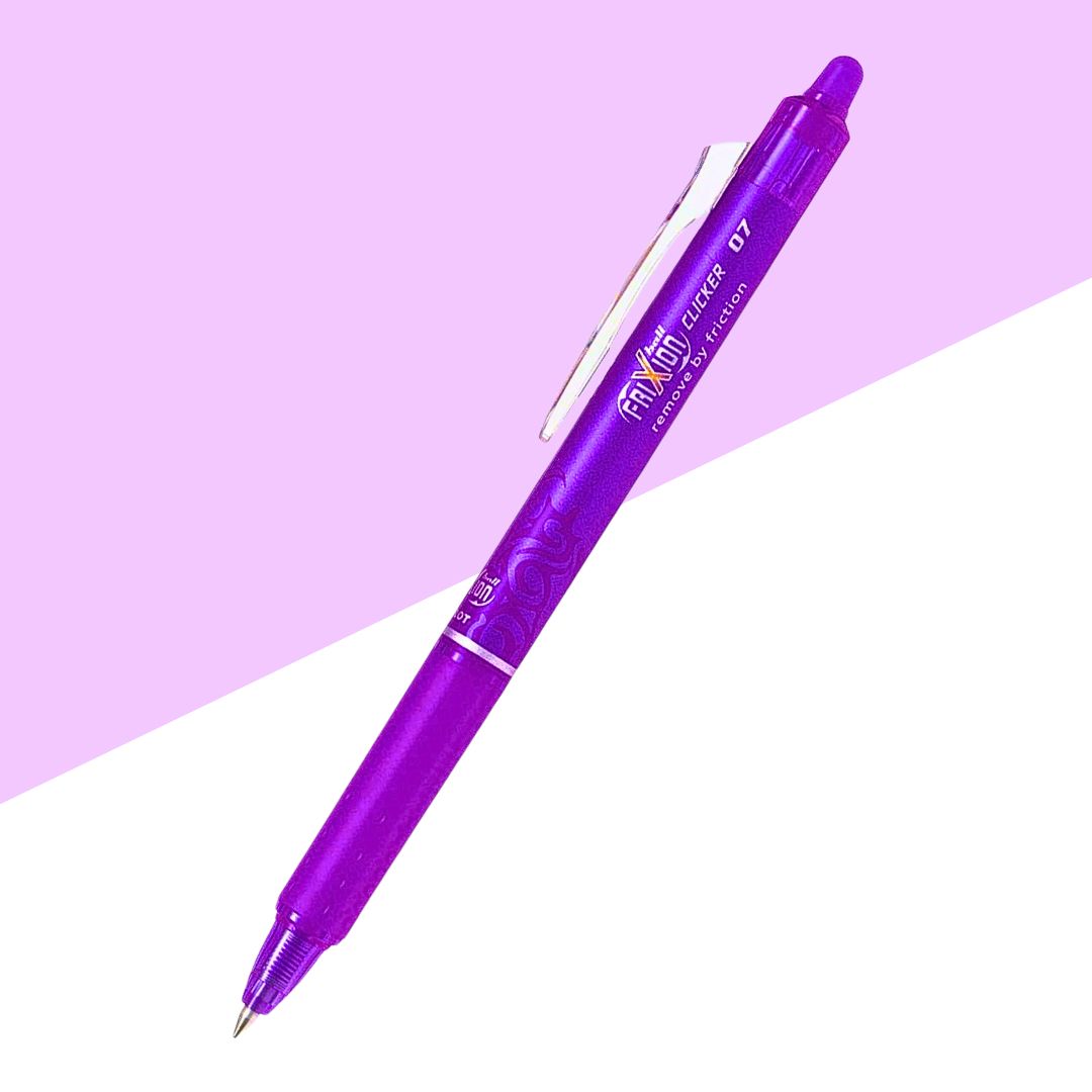 Pilot FriXion Clicker 0,7 Violett + 6 Ersatzminen – Radierbarer Kugelschreiber, Nachfüllbar