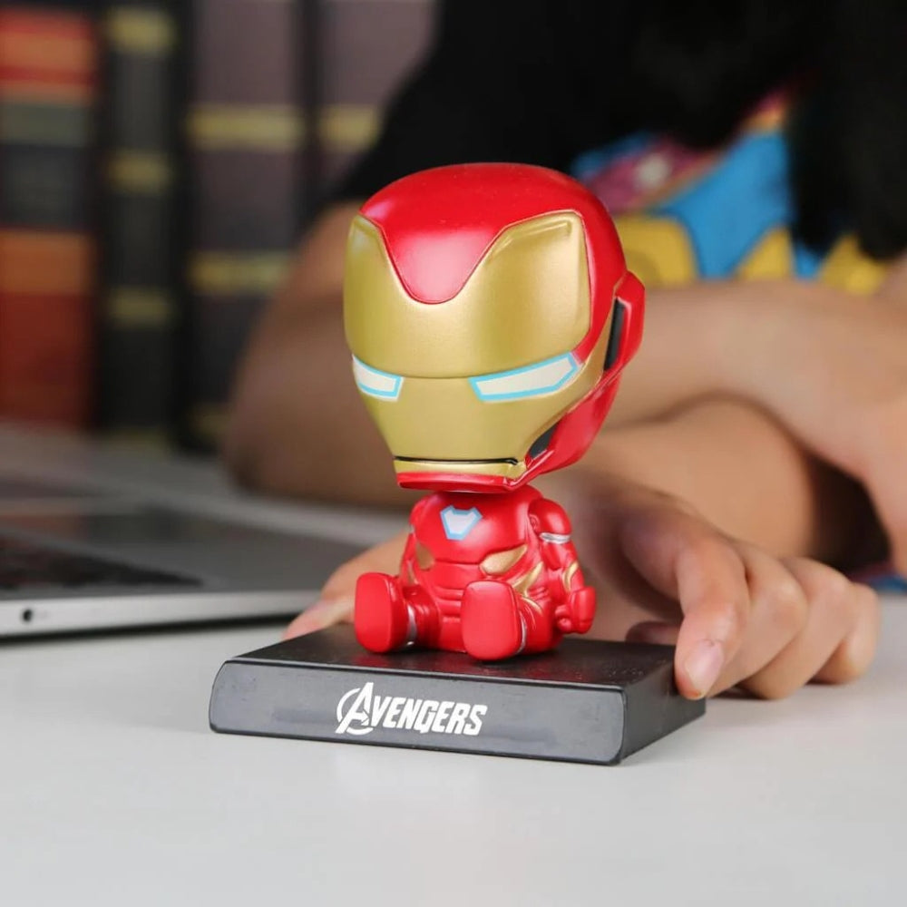 Cartoon Avengers Iron Man Bobble Head – Fun Car Dashboard & Desk Décor (Pack of 1)