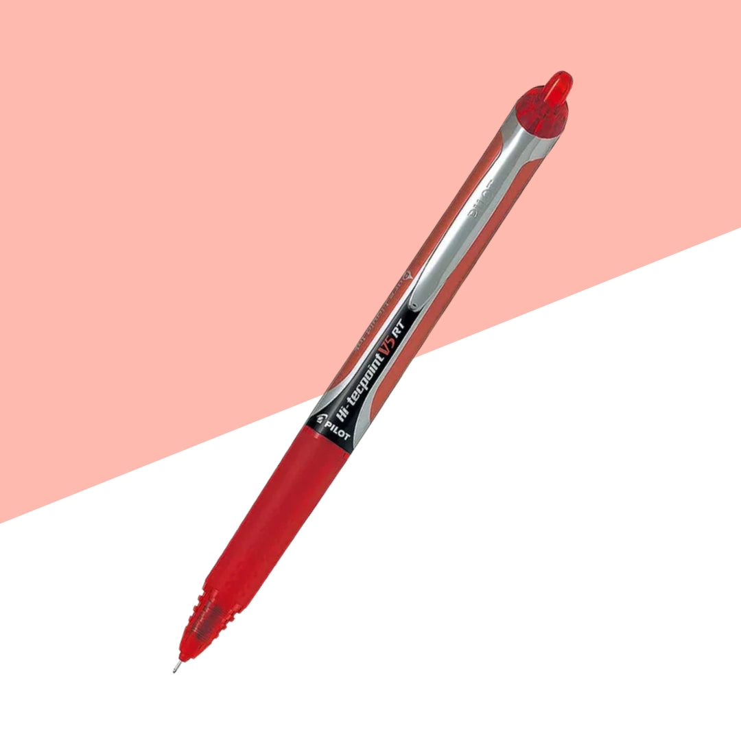 Pilot Hi-Tecpoint V5 RT Roller Ball Pen Red-0.5mm Extra Fine Tip (Pack of 1)