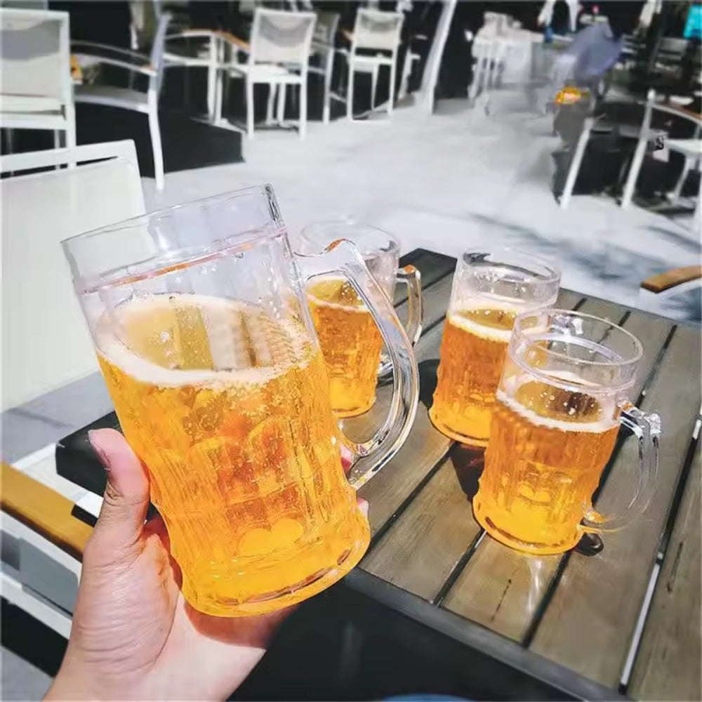 Unbreakable Heavy Plastic Transparent Beer Prank Mug with Handle (Pack of 1)