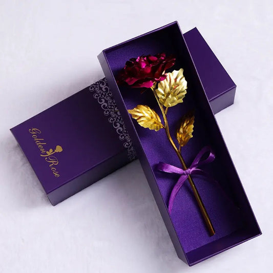 Foil Rose Artificial Flower with Hard Cardboard Box -Valentine’s Gift (Pack of 1)