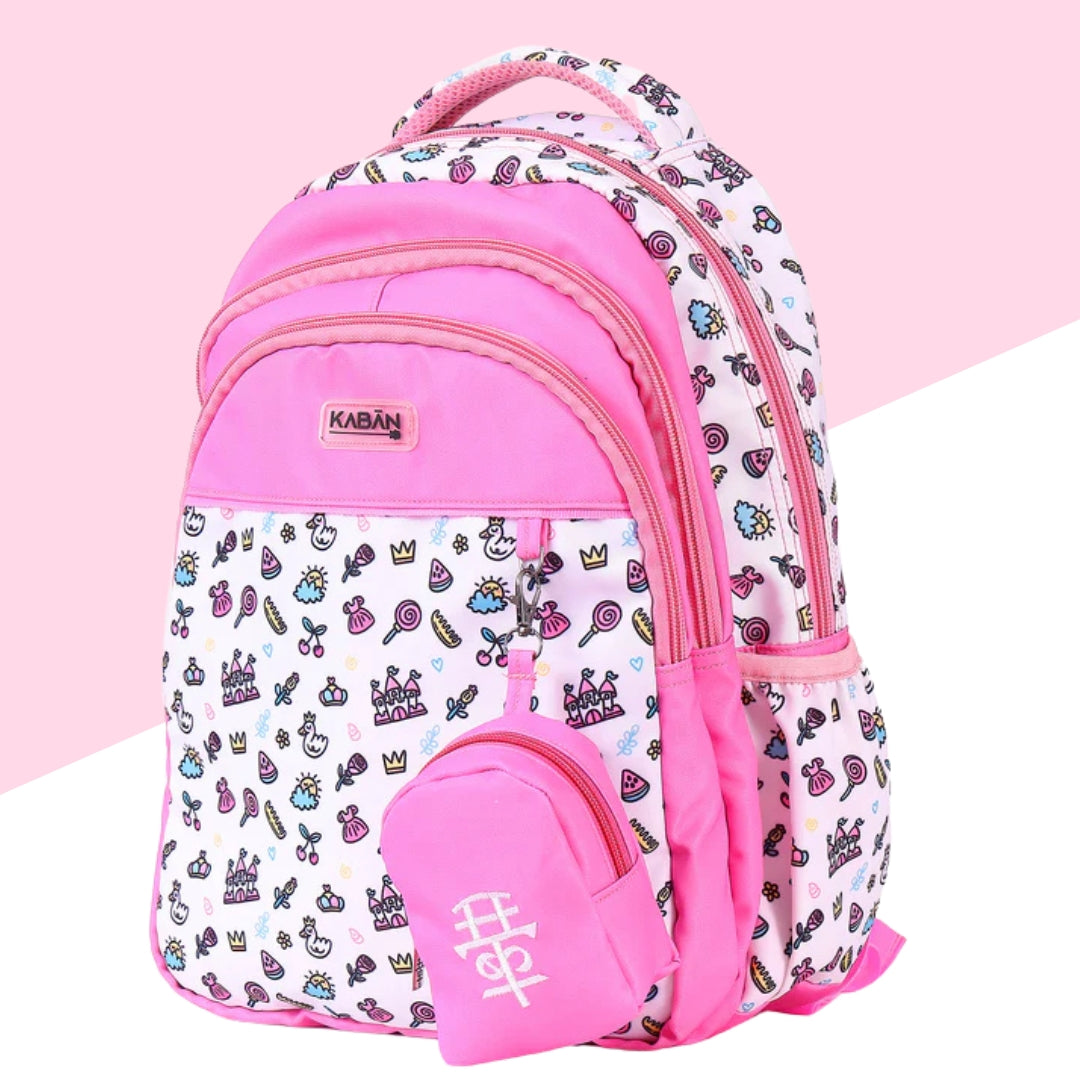 Kaban Pink Blossom Backpack – 20L Stylish &Durable Bag for School & Travel (Pack of 1)