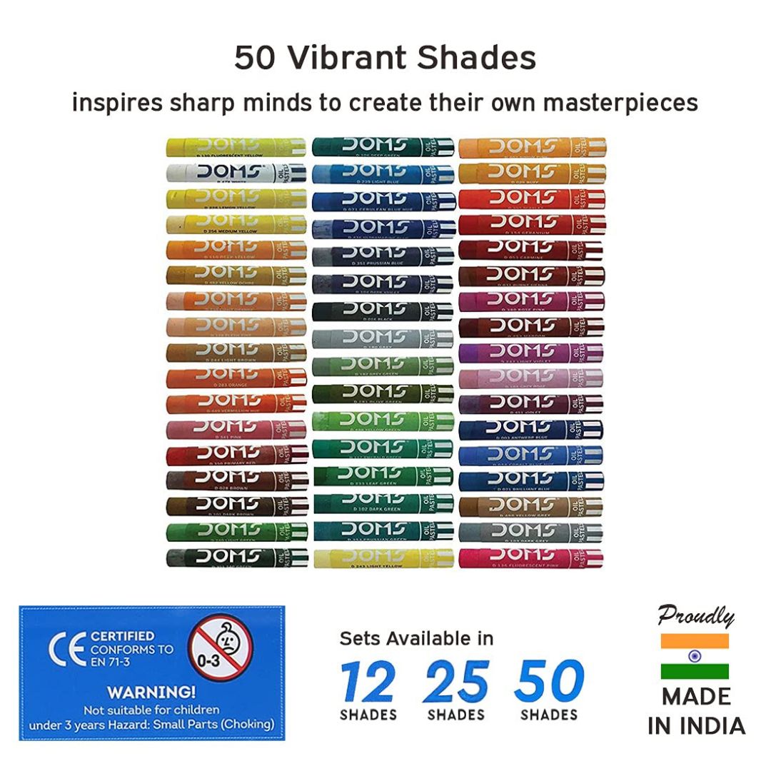 Doms Oil Pastels - Multicolour : Unleash Creativity with Non-Toxic Brilliance, Empowering Artistic Expression for All ( Pack of 50 ) - Topperskit LLP