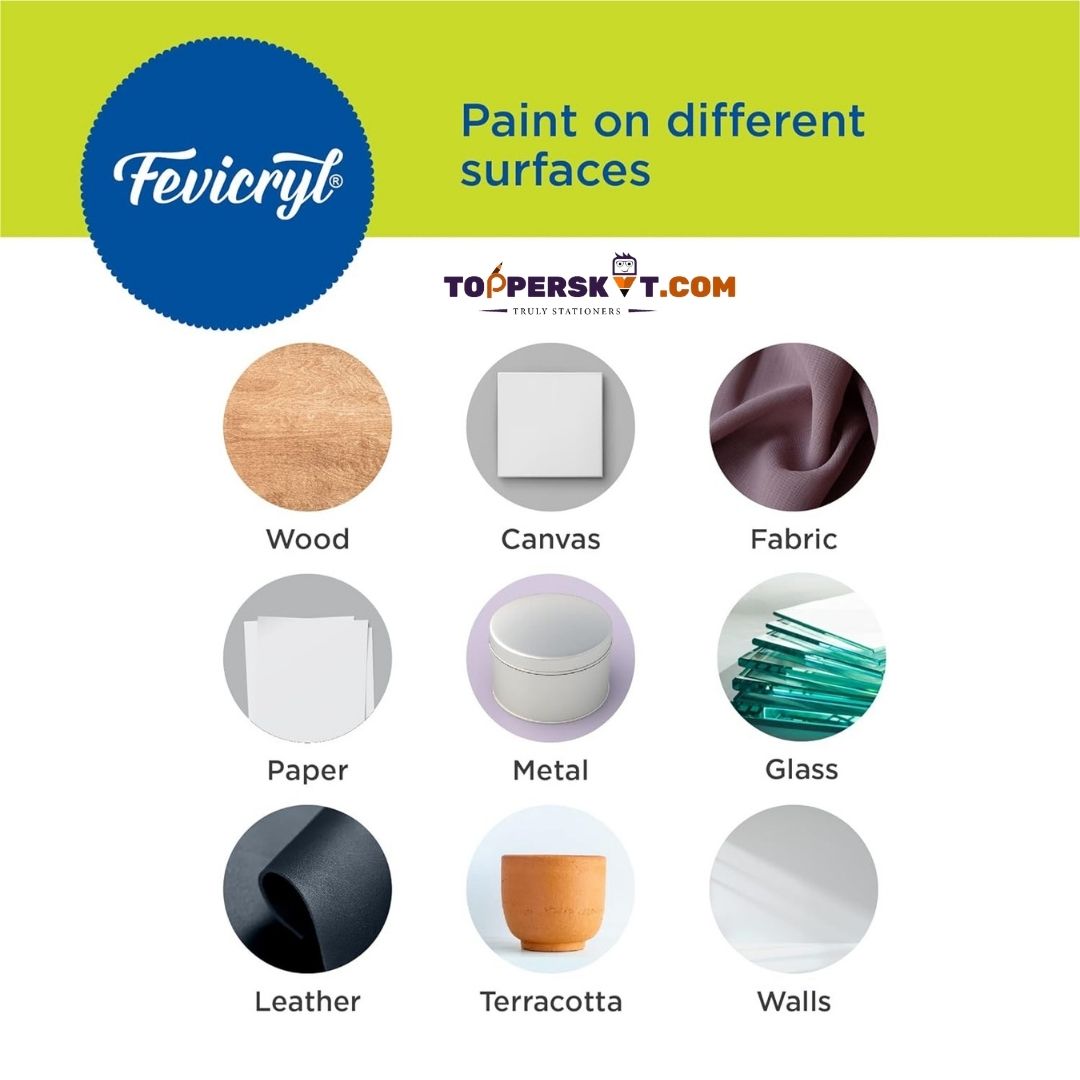 Fevicryl Acrylic Colours - Vibrant Shades : Ignite Your Artistic Passion with Quick-Drying Brilliance ( Pack of 6 ) - Topperskit LLP