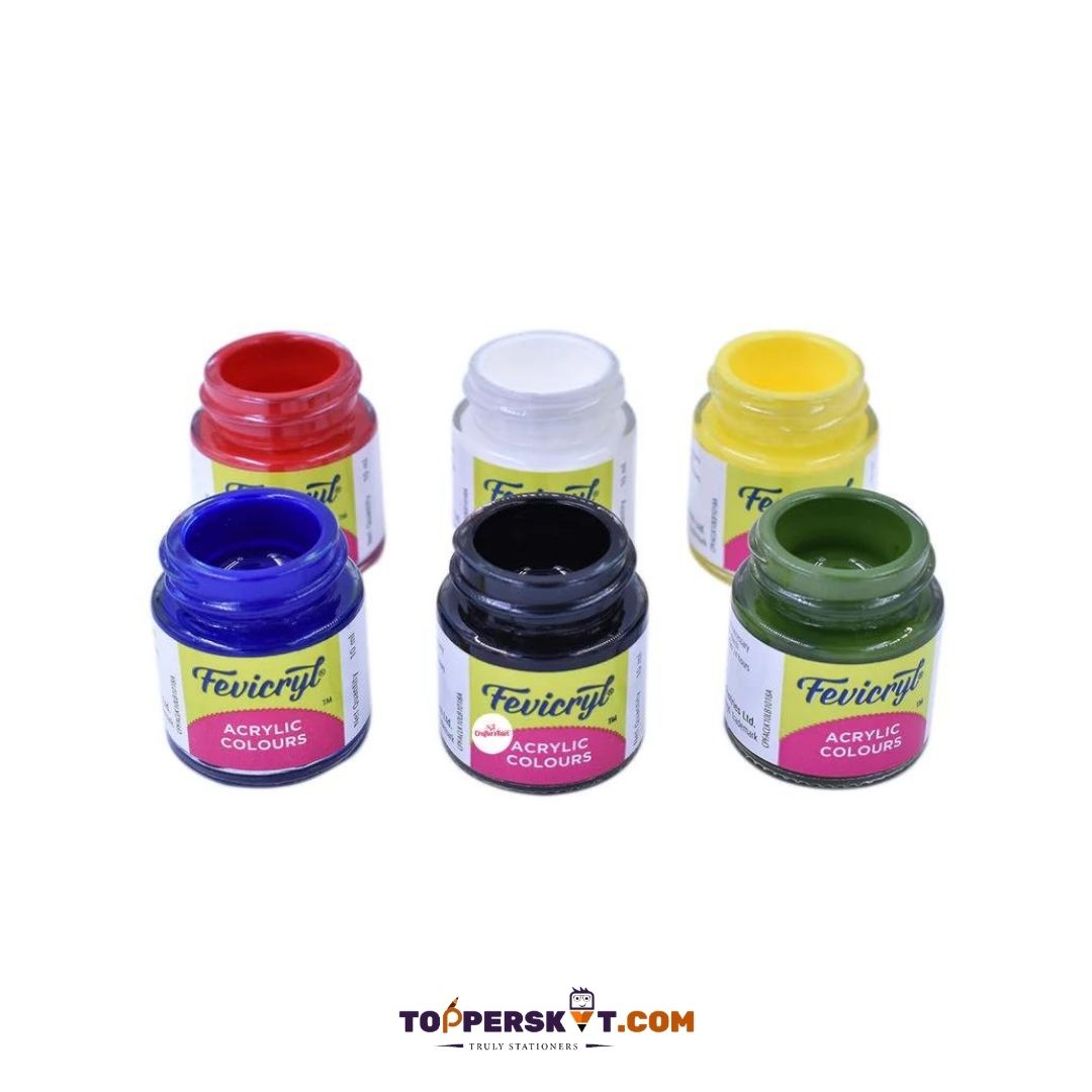 Fevicryl Acrylic Colours - Vibrant Shades : Ignite Your Artistic Passion with Quick-Drying Brilliance ( Pack of 6 ) - Topperskit LLP
