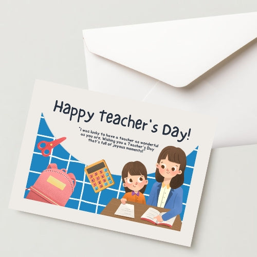 Premium Teacher's Day Greeting Card-300 GSM Cold Pressed Paper With 1 Envelope