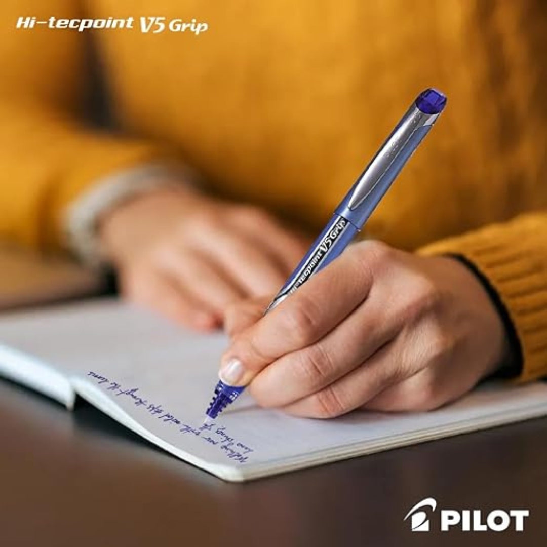Pilot Hi-Tecpoint V5 Grip Roller Ball Pen - 0.5mm Extra Fine-Blue (Pack of 1)