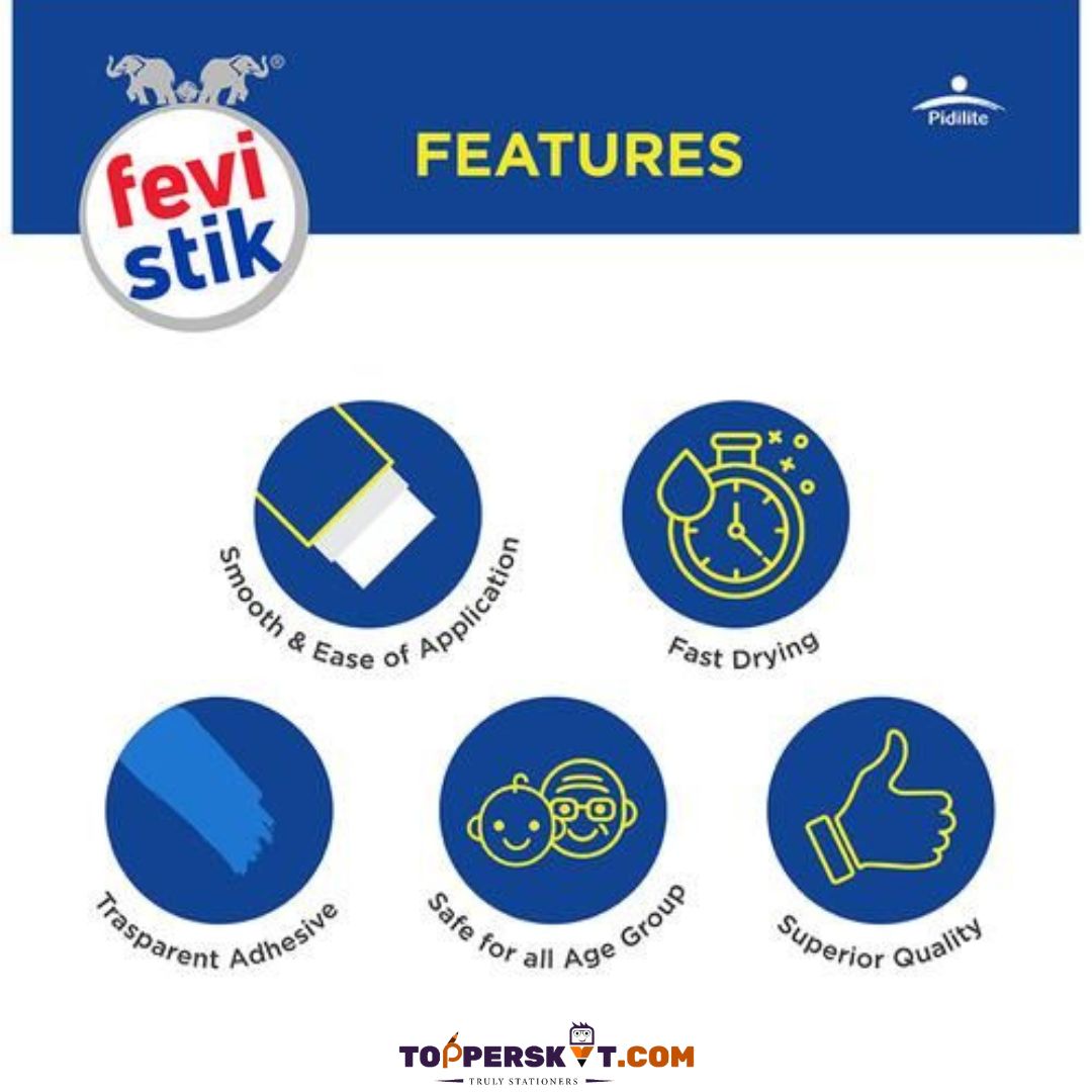 Pedilite Fevistik - 25 Gm: Effortless Gluing with Fast-Drying Formula and Extra-Strong Adhesive ( Pack Of 1 ) - Topperskit LLP