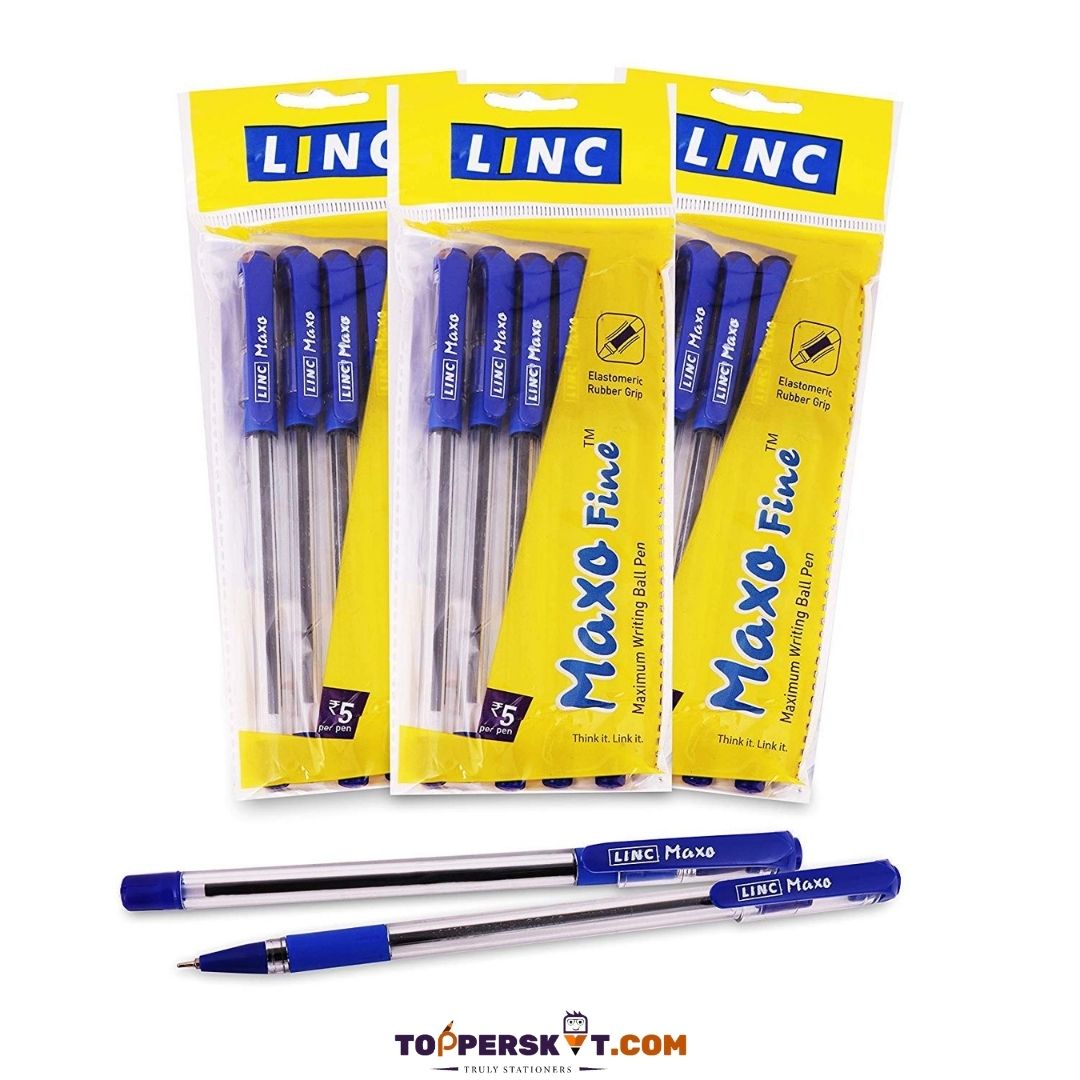 Linc Maxo Fine Ball Pen – Red : Rediscover Smooth Writing with Easy Flow Ink Technology ( Pack of 5 ) - Topperskit LLP